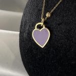 گردنبند مینیمال قلب بنفش