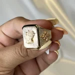 انگشتر طلا مردانه ۱۸ عیار طرح هخامنشی سایز ۶۱ وزن ۹.۷۹ گرم