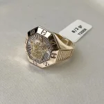انگشتر طلا مردانه ۱۸ عیار طرح تاج ۸ ضلعی سایز ۶۲ وزن ۸.۲۰۰ گرم