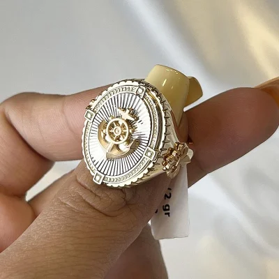 انگشتر طلا مردانه ۱۸ عیار مدل تاج و لنگری سایز ۶۲ وزن ۸.۲۰۰ گرم