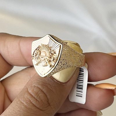 انگشتر طلا مردانه ۱۸ عیار طرح شیر سایز ۶۵ وزن ۴.۵۲ گرم