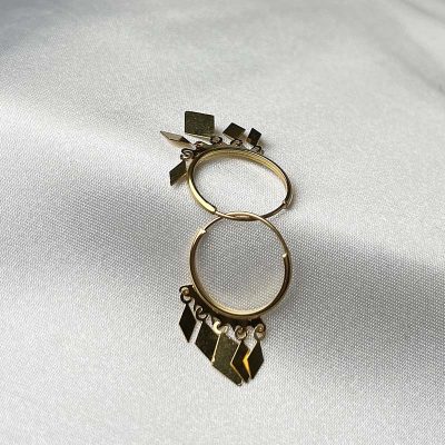 گوشواره طلا زنانه حلقهای آویزدار طرح لوزی وزن 1.33 گرم
