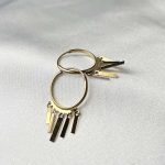 گوشواره طلا زنانه حلقه‌ای آویزدار طرح مستطیل وزن 1.36 گرم