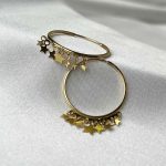 گوشواره طلا زنانه حلقه‌ای آویزدار طرح ستاره وزن 1.57 گرم