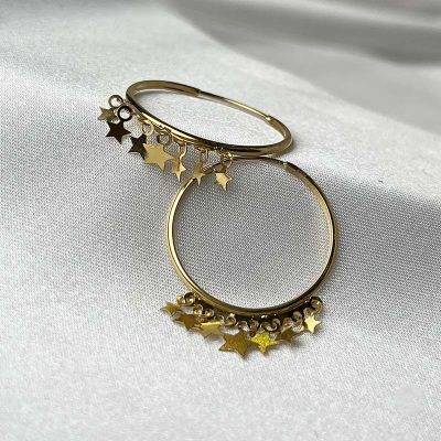گوشواره طلا زنانه حلقهای آویزدار طرح ستاره وزن 1.57 گرم