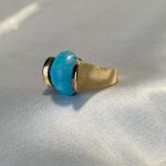 انگشتر فیروزه طلای ۱۸ عیار بدون اجرت وزن ۶.۷۲ گرم