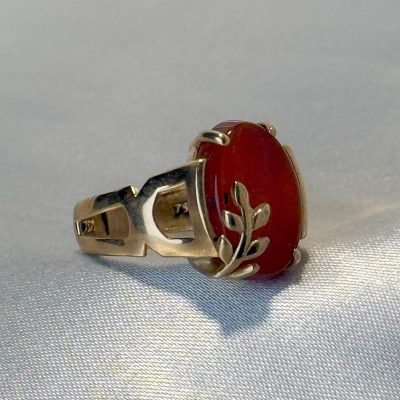 انگشتر عقیق زن طلای ۱۸ عیار بدون اجرت وزن ۳.۹۵۰ گرم وزن سنگ کسر شده