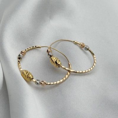 گوشواره حلقه‌ای گوی طلای ۱۸ عیار بدون اجرت وزن ۱.۹۳۰ گرم