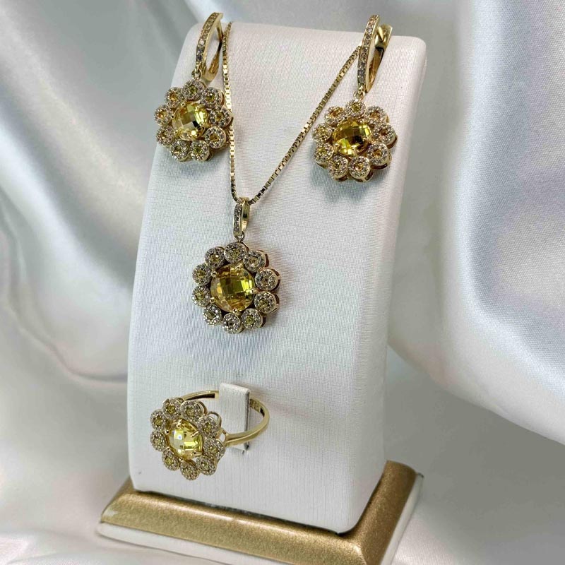 flower-set-earring-11-150-6-050 نیم ست گل طلا – گوشواره 11.150 و آویز 6.050 – بدون اجرت – گالری طلا زمرد