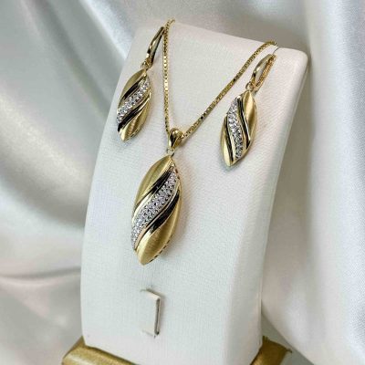 نیم ست ترکیبی طلا – گوشواره 2.890 و آویز 2.880 – بدون اجرت – گالری طلا زمرد