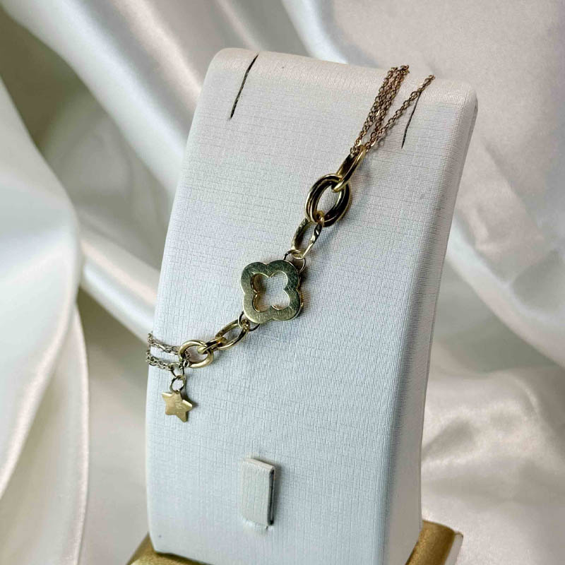 دستبند ترکیبی ونکلیف طلا وزن 3.580 – بدون اجرت – گالری طلا زمرد