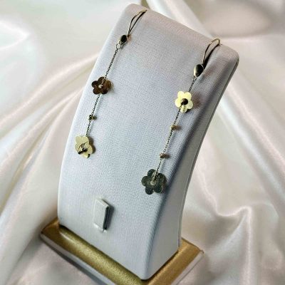 گوشواره آویزی گل طلا وزن 2.240 – بدون اجرت – گالری طلا زمرد