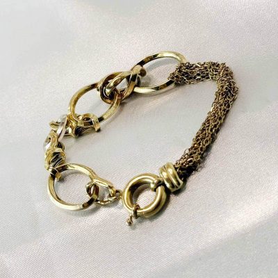 دستبند ترکیبی طلا ۱۸ عیار وزن 7.500 گرم گالری طلا زمرد