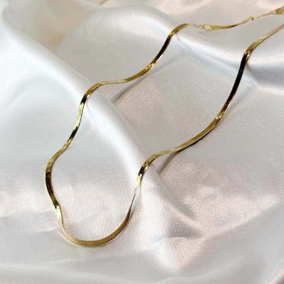 گردنبند هرینگبون طلا بدون اجرت وزن 6/09 گرم