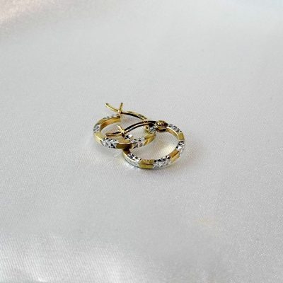 گوشواره حلقه‌ای دو رنگ طلا ۱۸ عیار وزن 1/200 گرم از گالری طلا زمرد