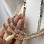 نیم‌ست گوشواره و گردنبند ۳ رنگ طلا