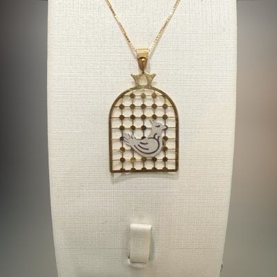 زنجیر و آویز مرغ آمین طلا با وزن آویز 1/33 و زنجیر 1/45 گرم