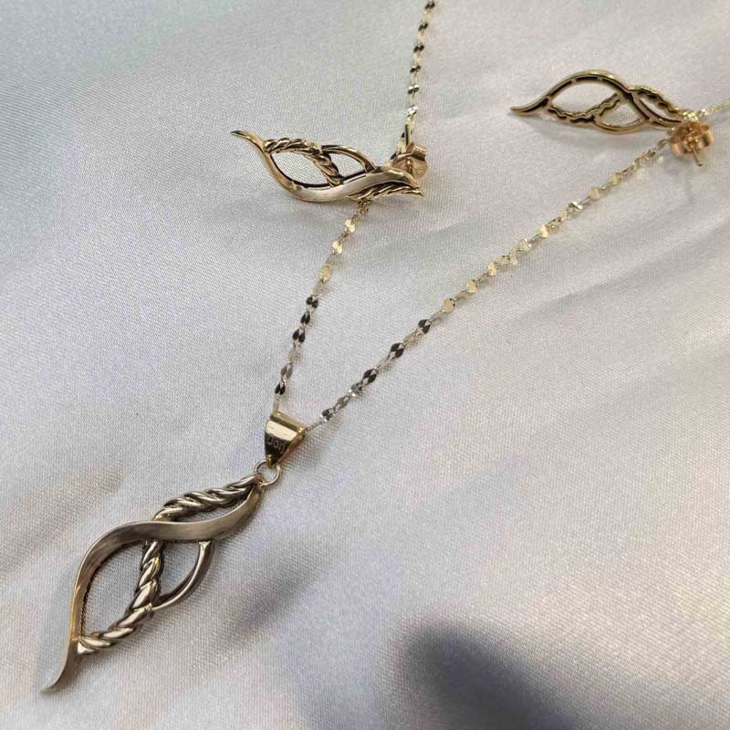 نیم ست طلا دلربا بدون اجرت (آویز 1.930g + گوشواره 2.3g) | بدون زنجیر | طلای سبک و اقتصادی