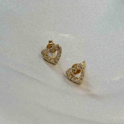 گوشواره طلا میخی قلب بدون اجرت 1.160 گرم | طلای سبک و اقتصادی