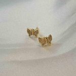 گوشواره طلا میخی پروانه بدون اجرت 1.270 گرم | طلای سبک و اقتصادی