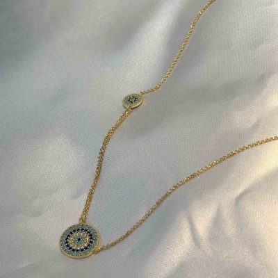 گردنبند طلا چشم نظر بدون اجرت 4.470 گرم