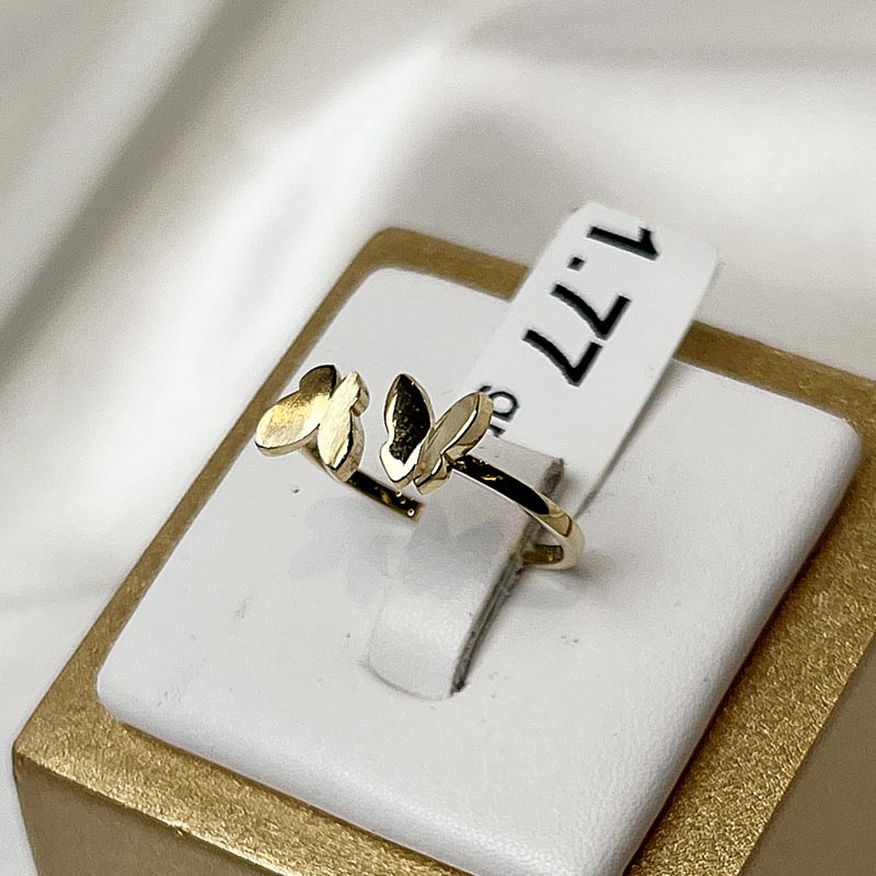 minimal-butterfly-gold-ring-1-77 انگشتر طلا مینیمال طرح پروانه وزن 1/77 گرم از گالری طلا زمرد ✅