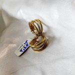 گوشواره حلقه‌ای دو رنگ طلا ۱۸ عیار ۲.۸۴۰ گرم – جواهری زمرد