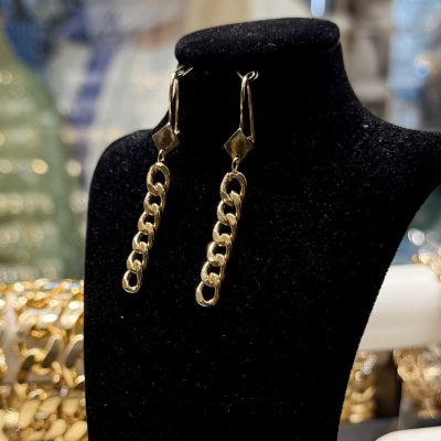 گوشواره طلا آویزی طرح کارتیه - وزن ۳.۰۳ گرم