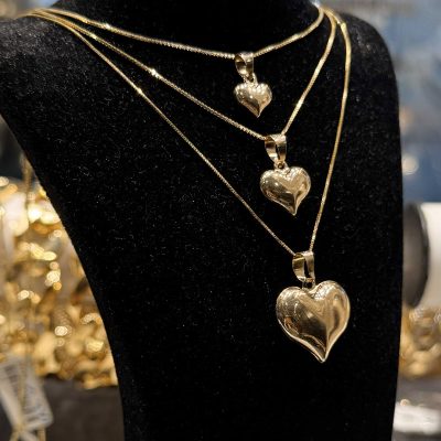 آویز طلا طرح قلب – جواهری زمرد