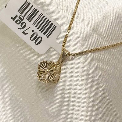 آویز طلا مدل ونکلیف با تراشه سنگ وزن ۰.۷۶ گرم – طلای ۱۸ عیار جواهری زمرد